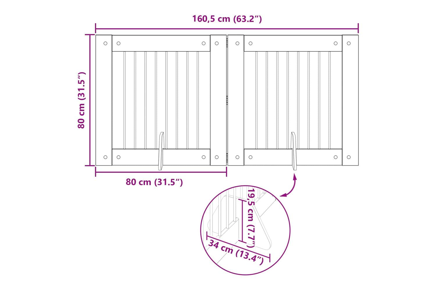 Vidaxl Foldable Dog Gate With Stands 2 Pcs Grey Sonoma 1605 Cm-9