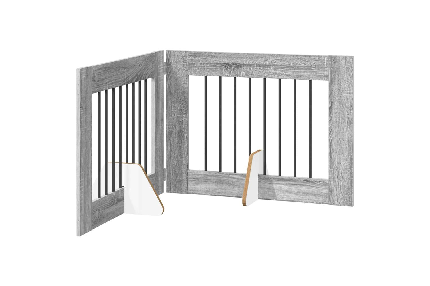 Vidaxl Foldable Dog Gate With Stands 2 Pcs Grey Sonoma 1605 Cm