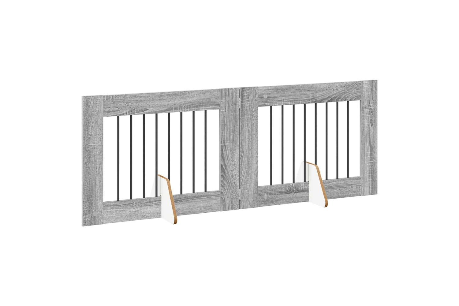 Vidaxl Foldable Dog Gate With Stands 2 Pcs Grey Sonoma 1605 Cm-3
