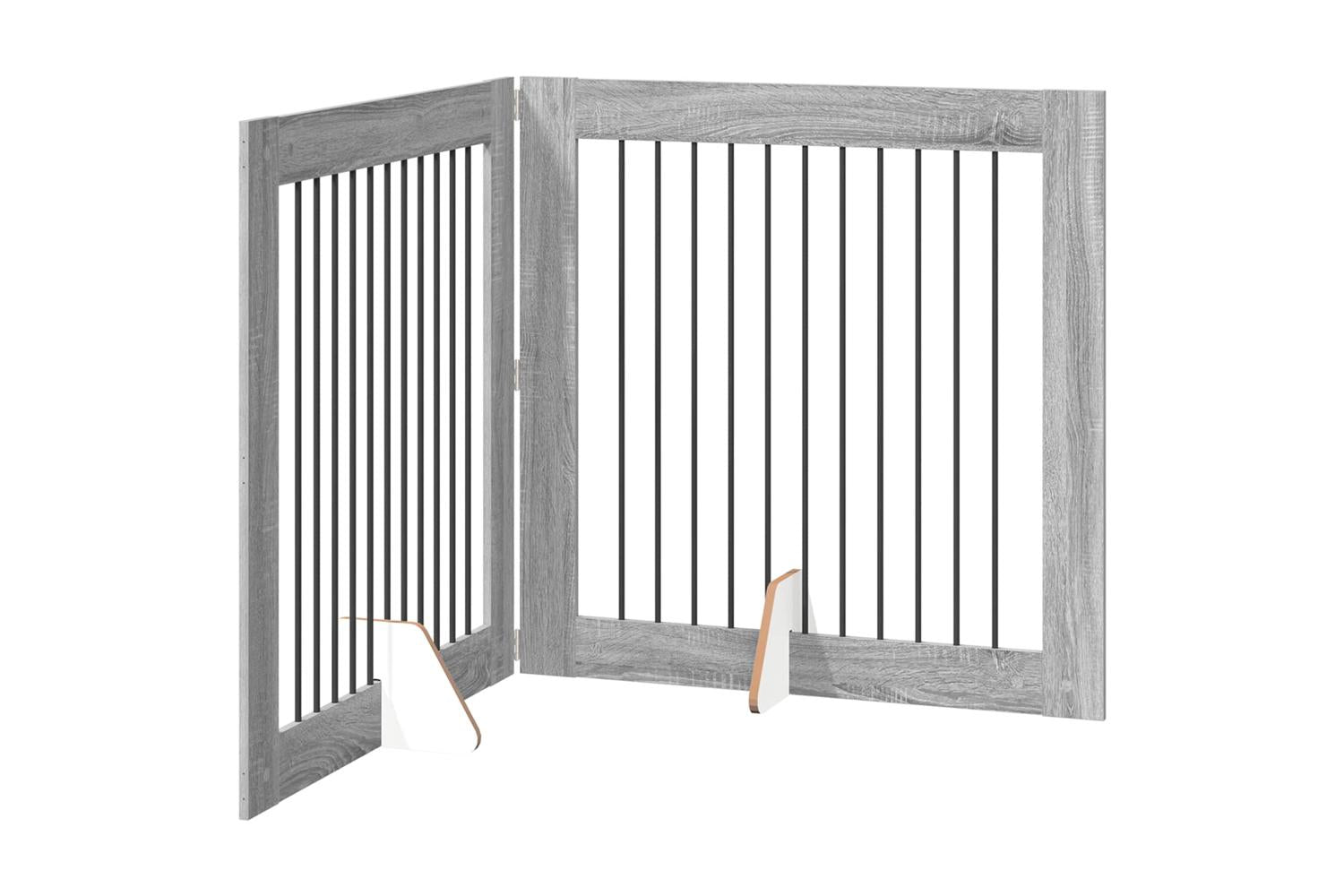 Vidaxl Foldable Dog Gate With Stands 2 Pcs Grey Sonoma 2005 Cm