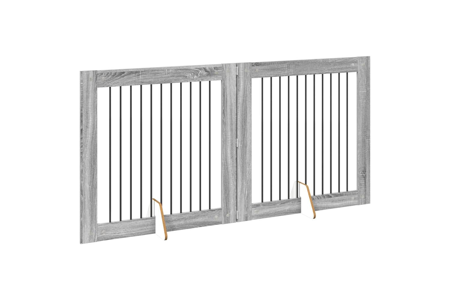 Vidaxl Foldable Dog Gate With Stands 2 Pcs Grey Sonoma 2005 Cm-3