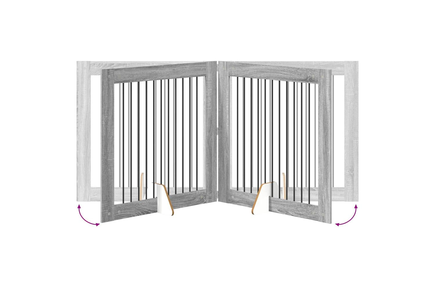 Vidaxl Foldable Dog Gate With Stands 2 Pcs Grey Sonoma 2005 Cm-7