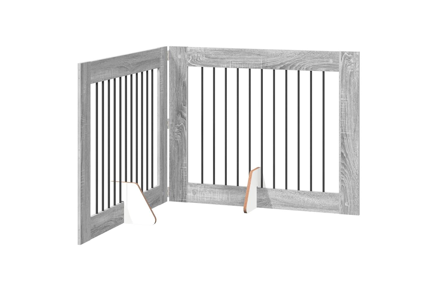 Vidaxl Foldable Dog Gate With Stands 2 Pcs Grey Sonoma 2005 Cm