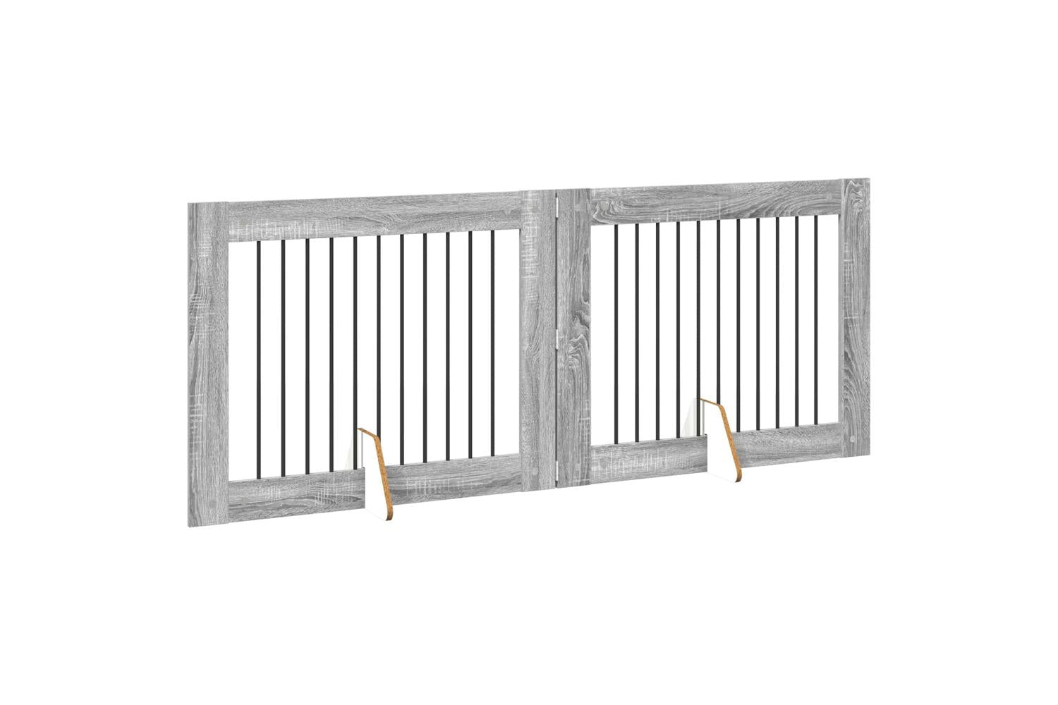Vidaxl Foldable Dog Gate With Stands 2 Pcs Grey Sonoma 2005 Cm-3