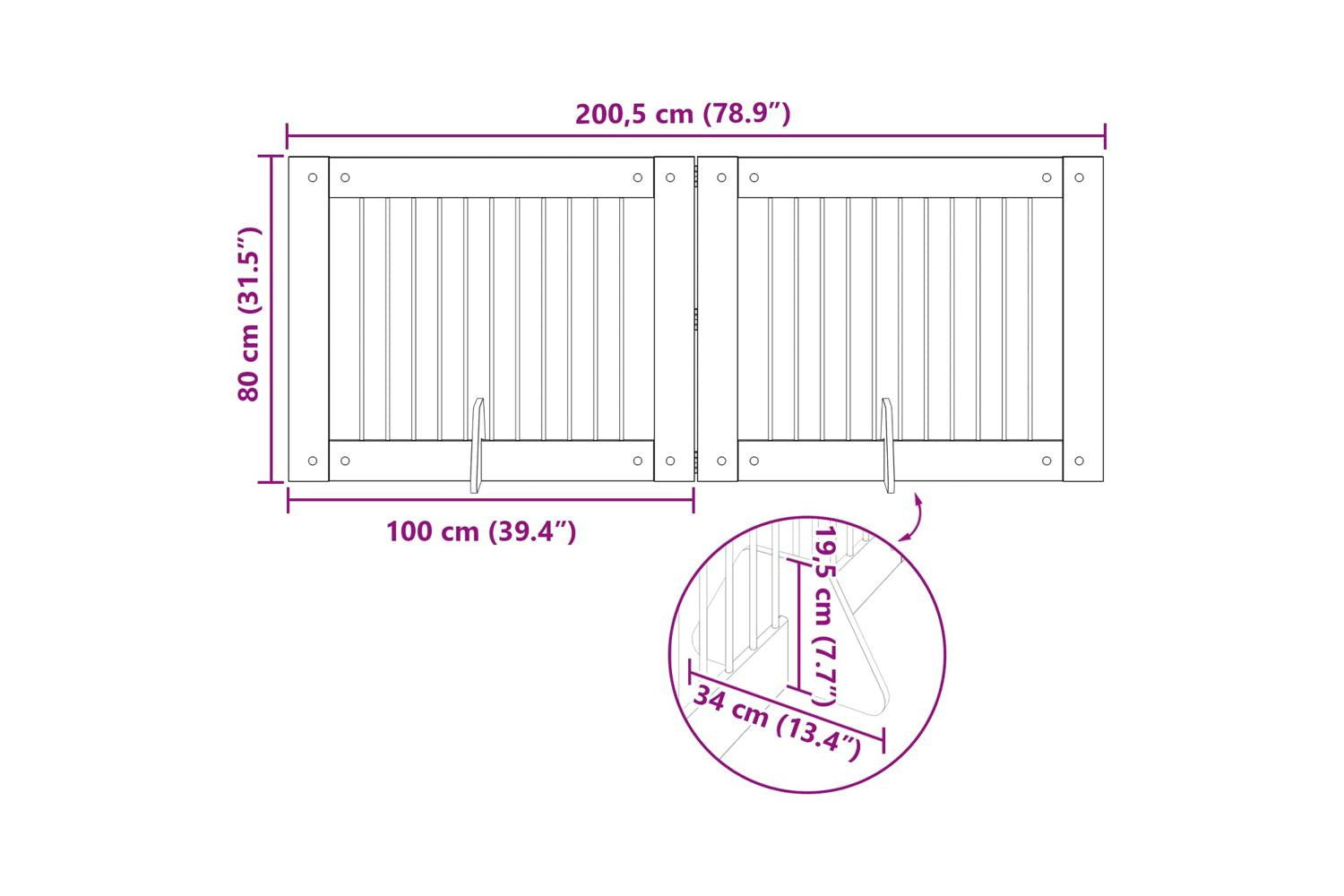 Vidaxl Foldable Dog Gate With Stands 2 Pcs Grey Sonoma 2005 Cm-9