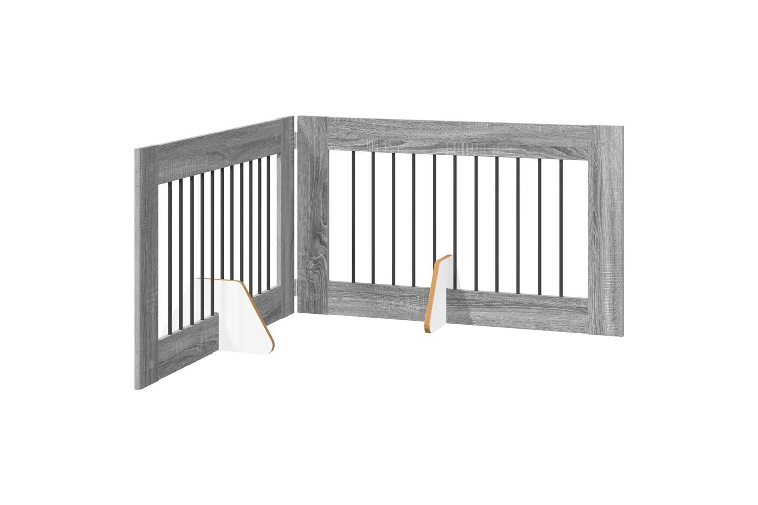 Vidaxl Foldable Dog Gate With Stands 2 Pcs Grey Sonoma 2005 Cm