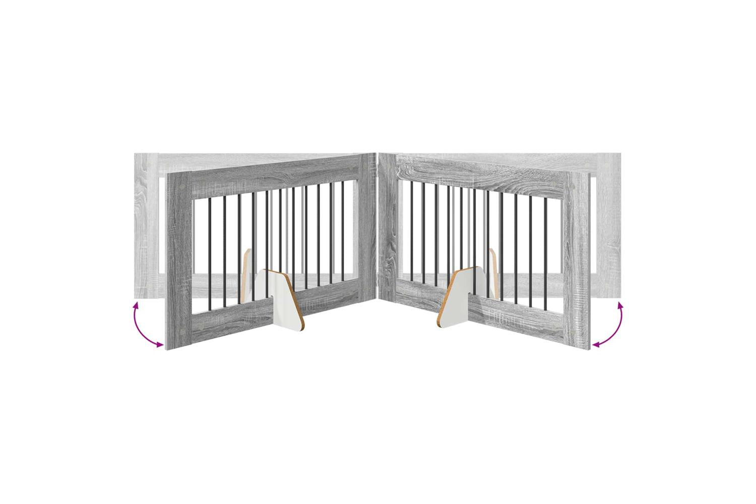 Vidaxl Foldable Dog Gate With Stands 2 Pcs Grey Sonoma 2005 Cm-7