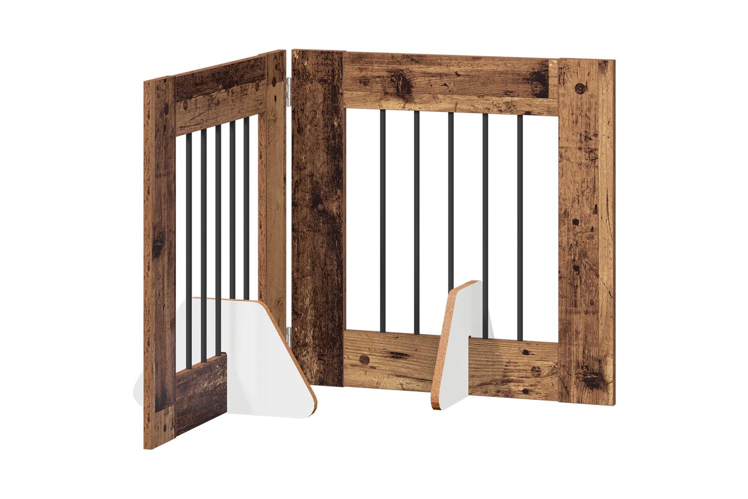Vidaxl Foldable Dog Gate With Stands 2 Pcs Old Wood 1205 Cm