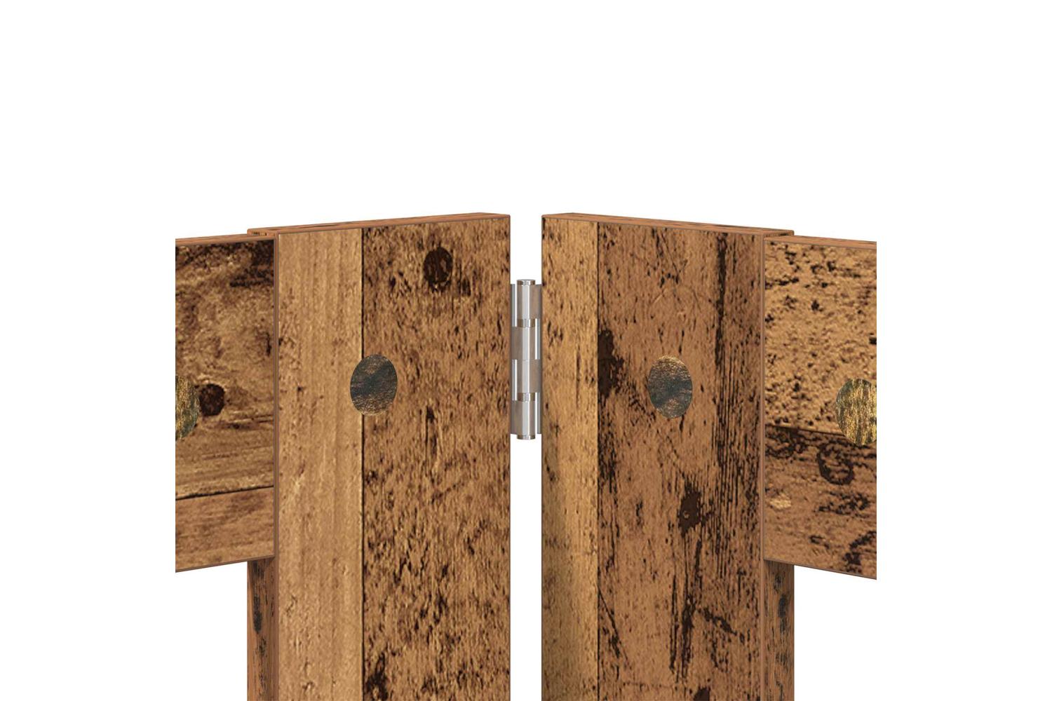 Vidaxl Foldable Dog Gate With Stands 2 Pcs Old Wood 1205 Cm-5