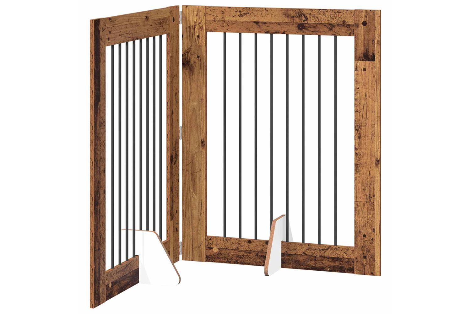 Vidaxl Foldable Dog Gate With Stands 2 Pcs Old Wood 1605 Cm