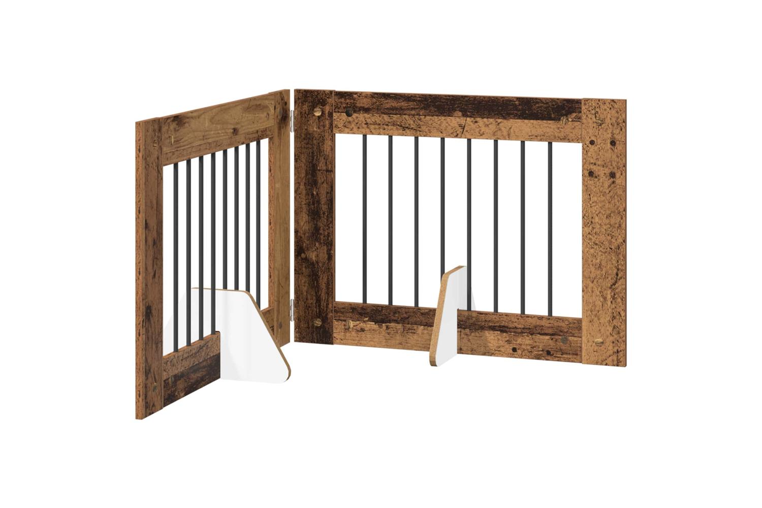Vidaxl Foldable Dog Gate With Stands 2 Pcs Old Wood 1605 Cm