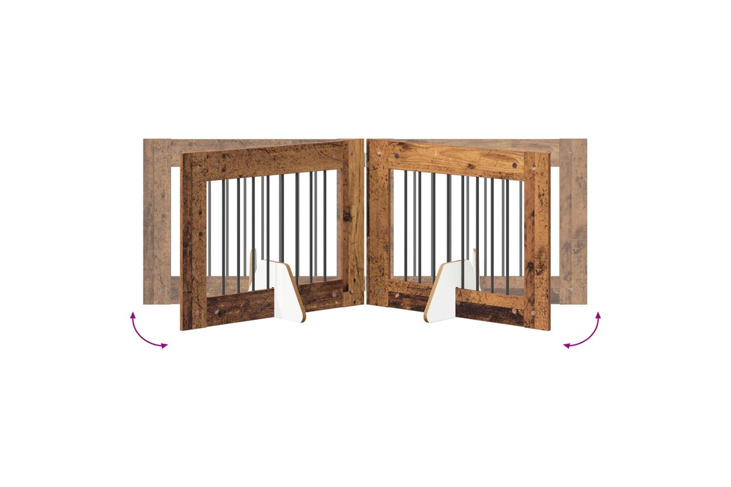 Vidaxl Foldable Dog Gate With Stands 2 Pcs Old Wood 1605 Cm-7
