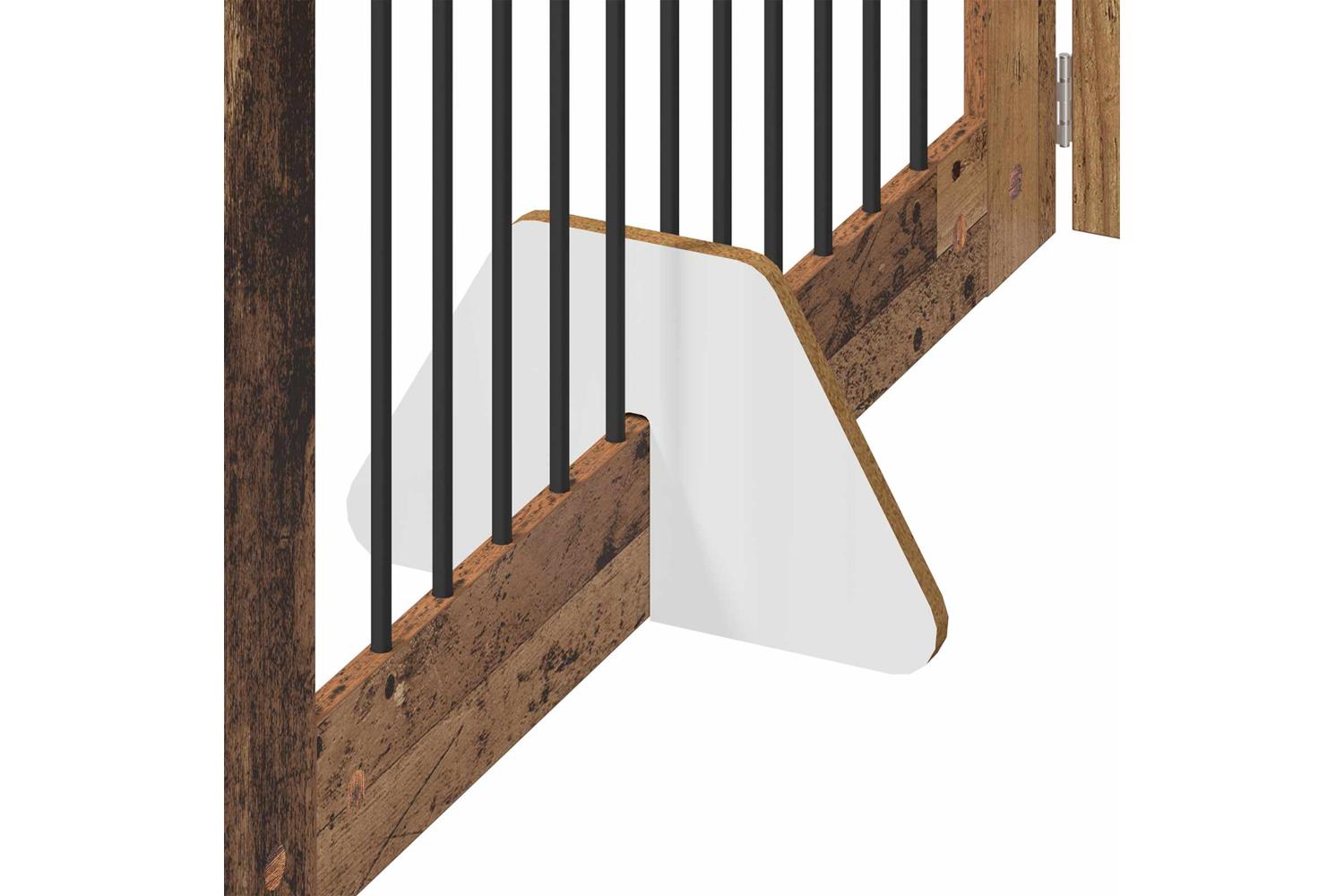 Vidaxl Foldable Dog Gate With Stands 2 Pcs Old Wood 2005 Cm-6