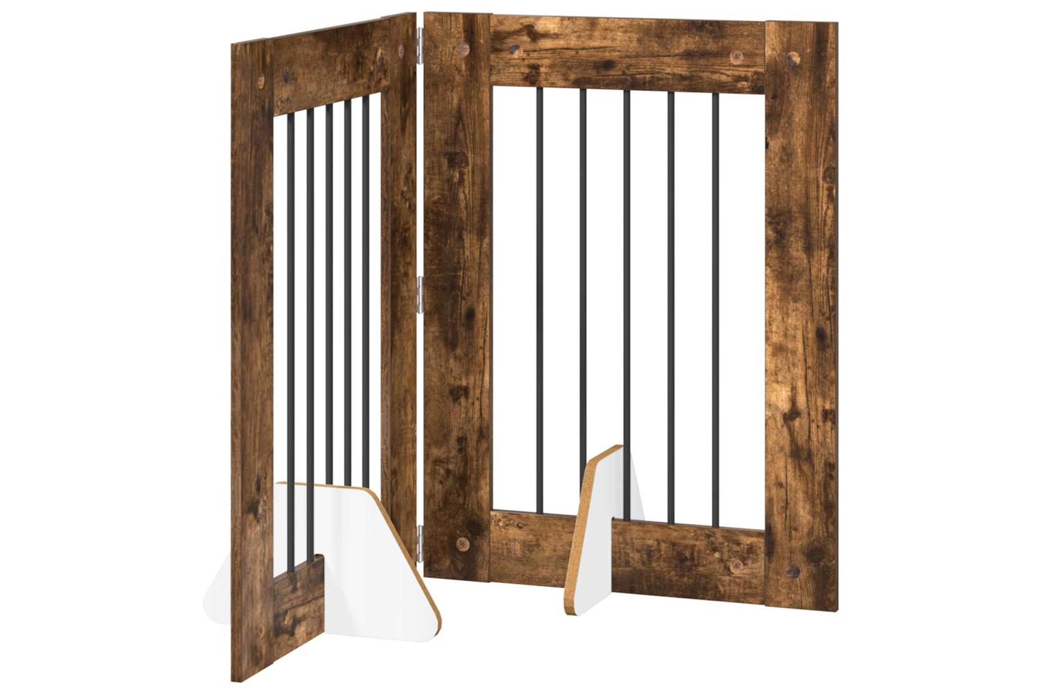Vidaxl Foldable Dog Gate With Stands 2 Pcs Smoked Oak 1205 Cm-2