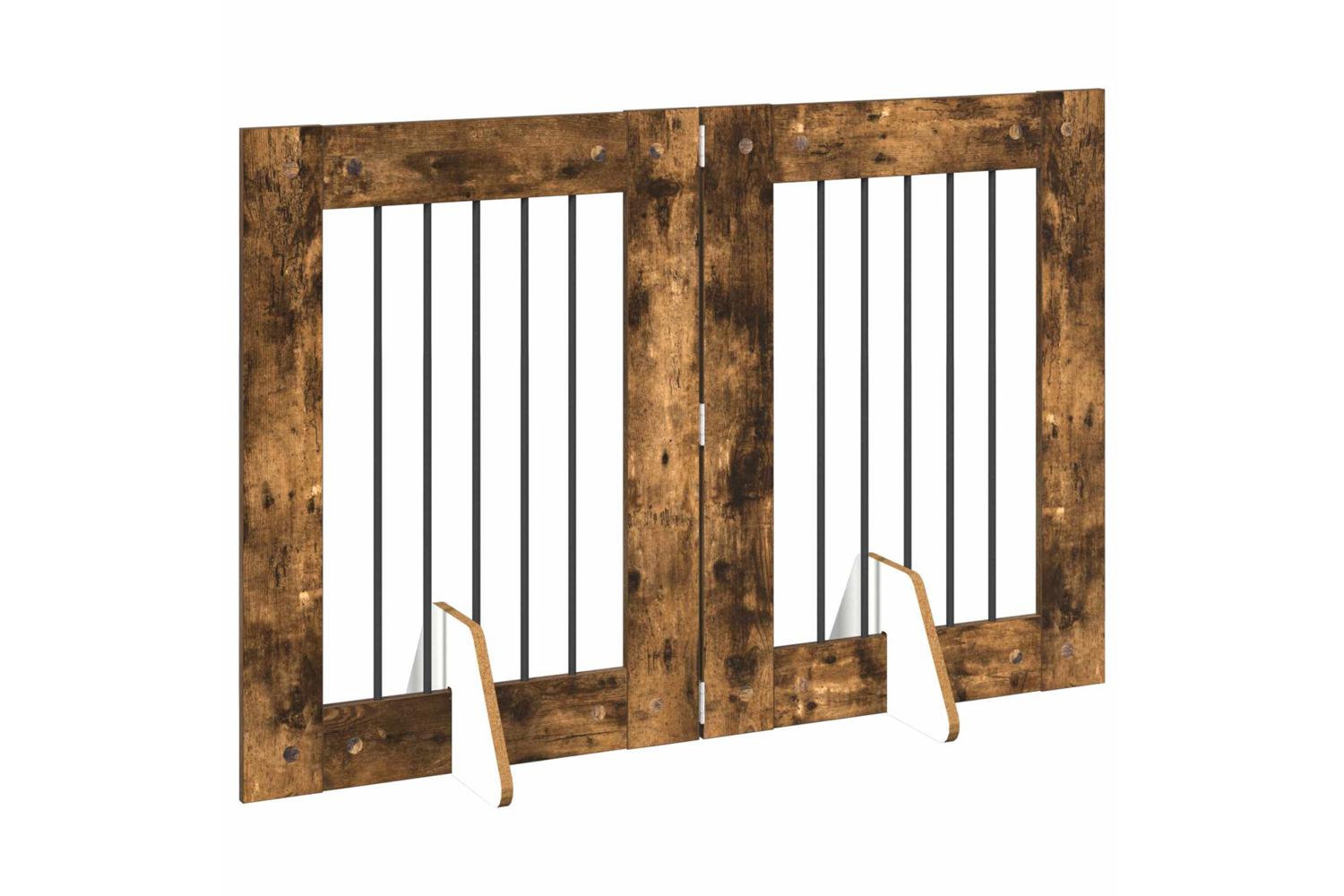 Vidaxl Foldable Dog Gate With Stands 2 Pcs Smoked Oak 1205 Cm-3
