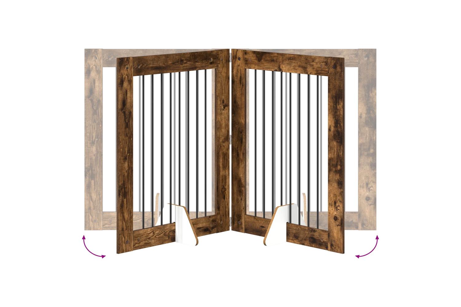 Vidaxl Foldable Dog Gate With Stands 2 Pcs Smoked Oak 1605 Cm-7