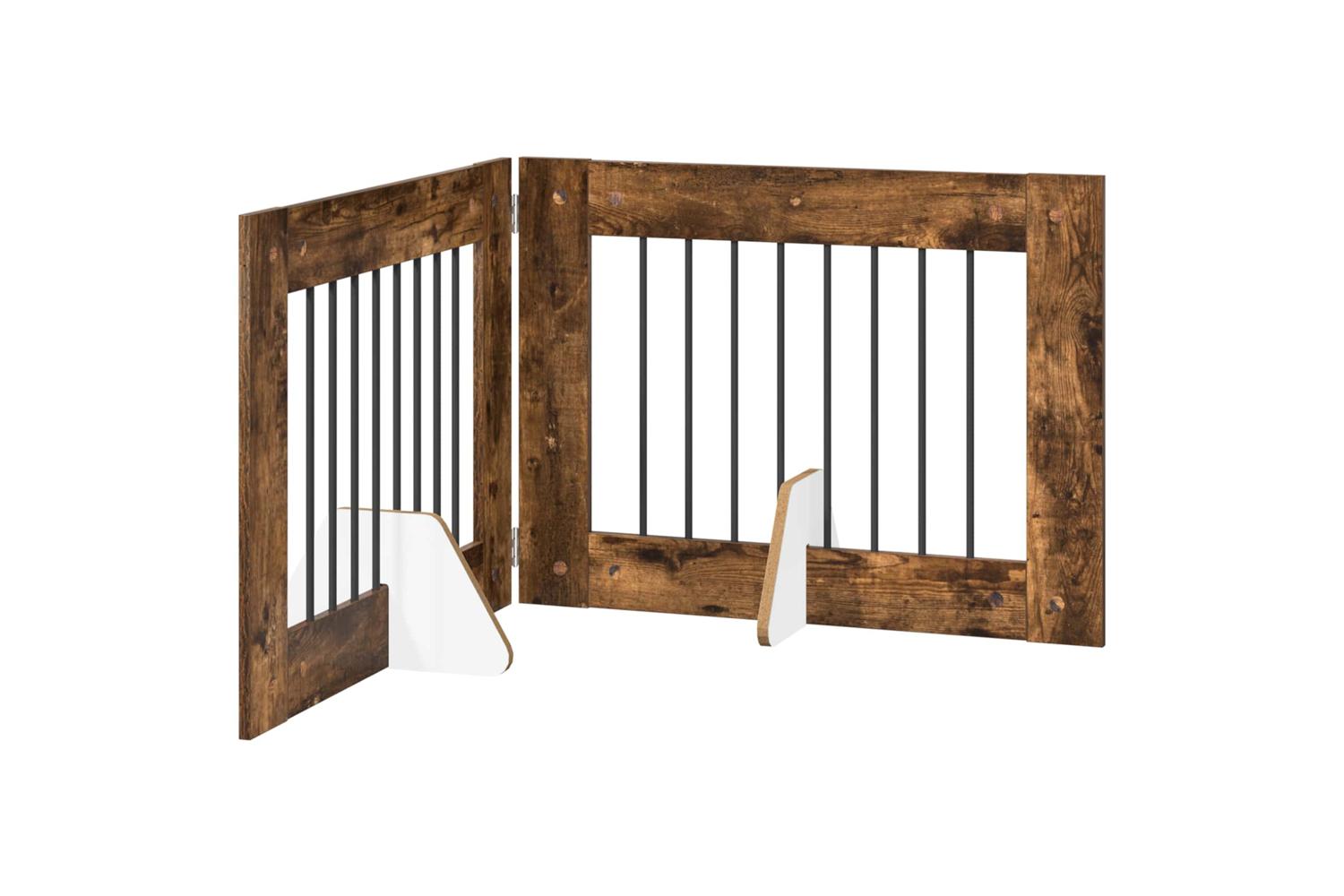 Vidaxl Foldable Dog Gate With Stands 2 Pcs Smoked Oak 1605 Cm-2