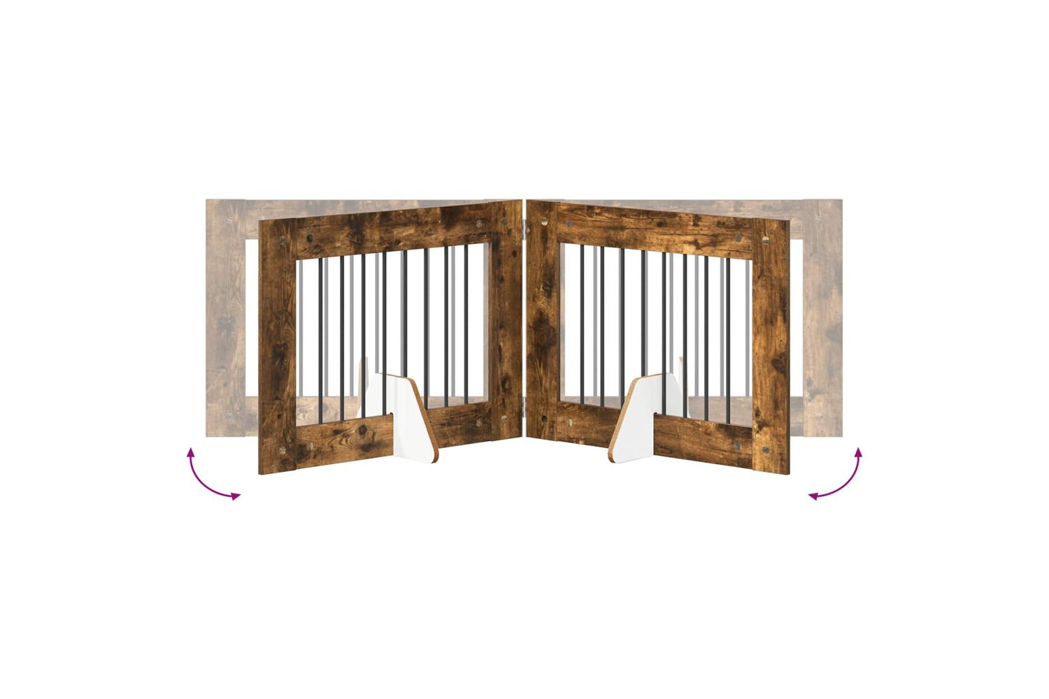 Vidaxl Foldable Dog Gate With Stands 2 Pcs Smoked Oak 1605 Cm-7