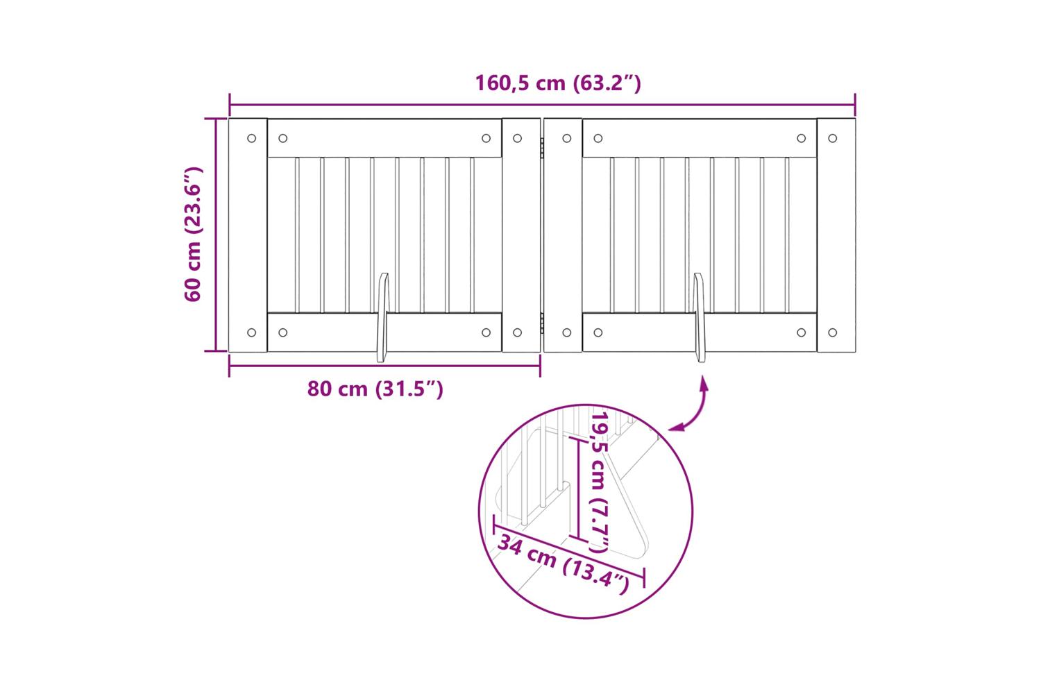 Vidaxl Foldable Dog Gate With Stands 2 Pcs Smoked Oak 1605 Cm-9