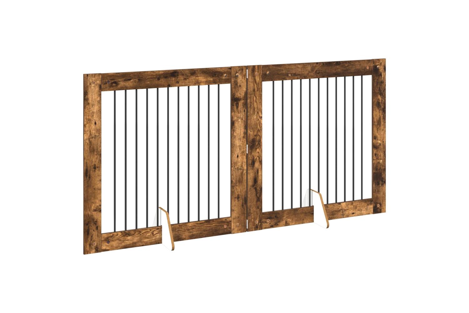 Vidaxl Foldable Dog Gate With Stands 2 Pcs Smoked Oak 2005 Cm-3
