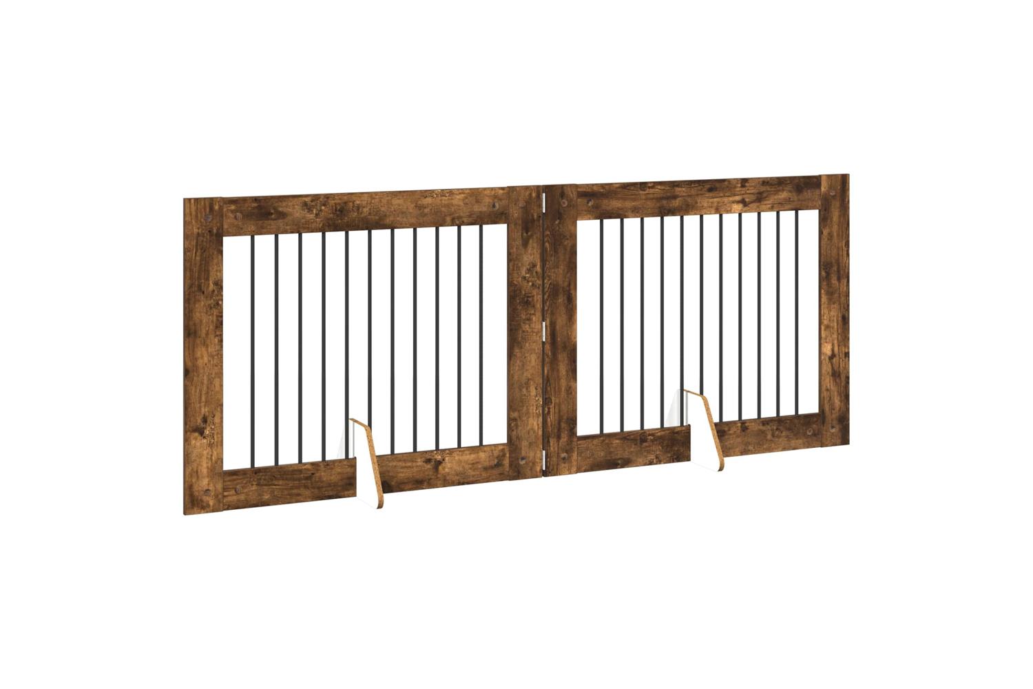 Vidaxl Foldable Dog Gate With Stands 2 Pcs Smoked Oak 2005 Cm-3