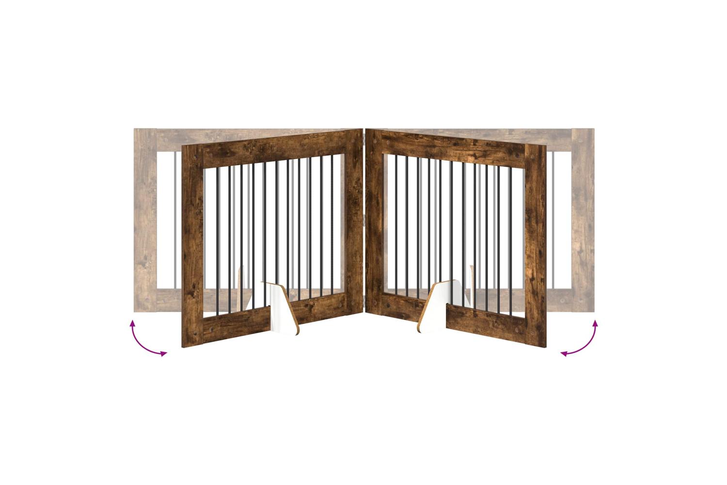 Vidaxl Foldable Dog Gate With Stands 2 Pcs Smoked Oak 2005 Cm-7