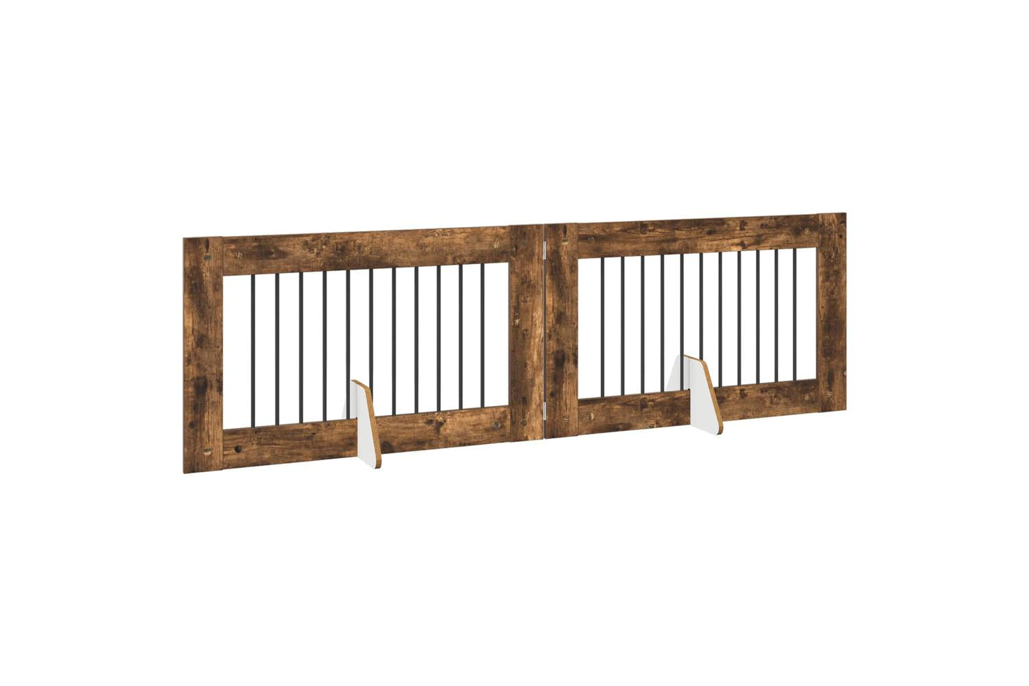 Vidaxl Foldable Dog Gate With Stands 2 Pcs Smoked Oak 2005 Cm-3