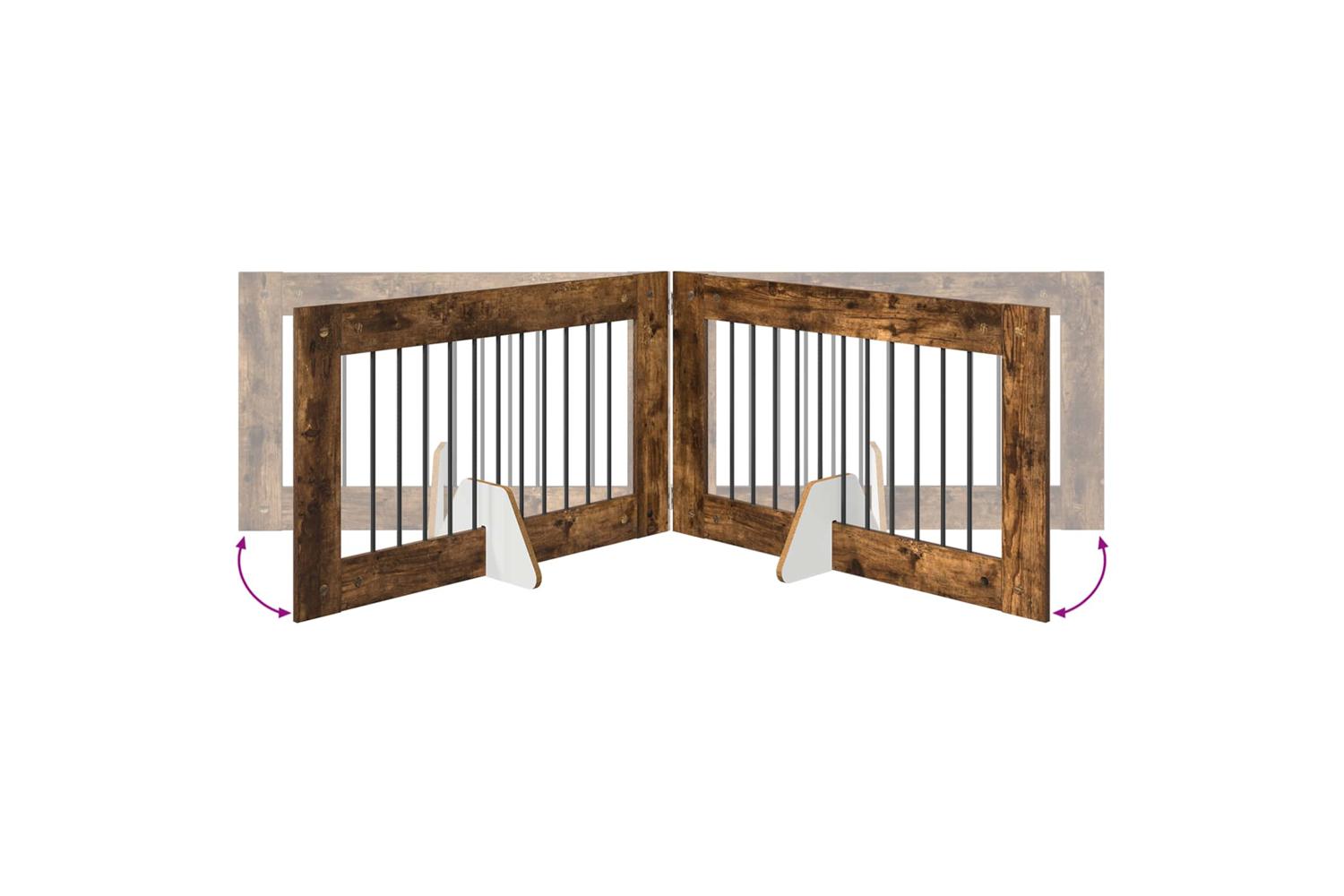 Vidaxl Foldable Dog Gate With Stands 2 Pcs Smoked Oak 2005 Cm-7