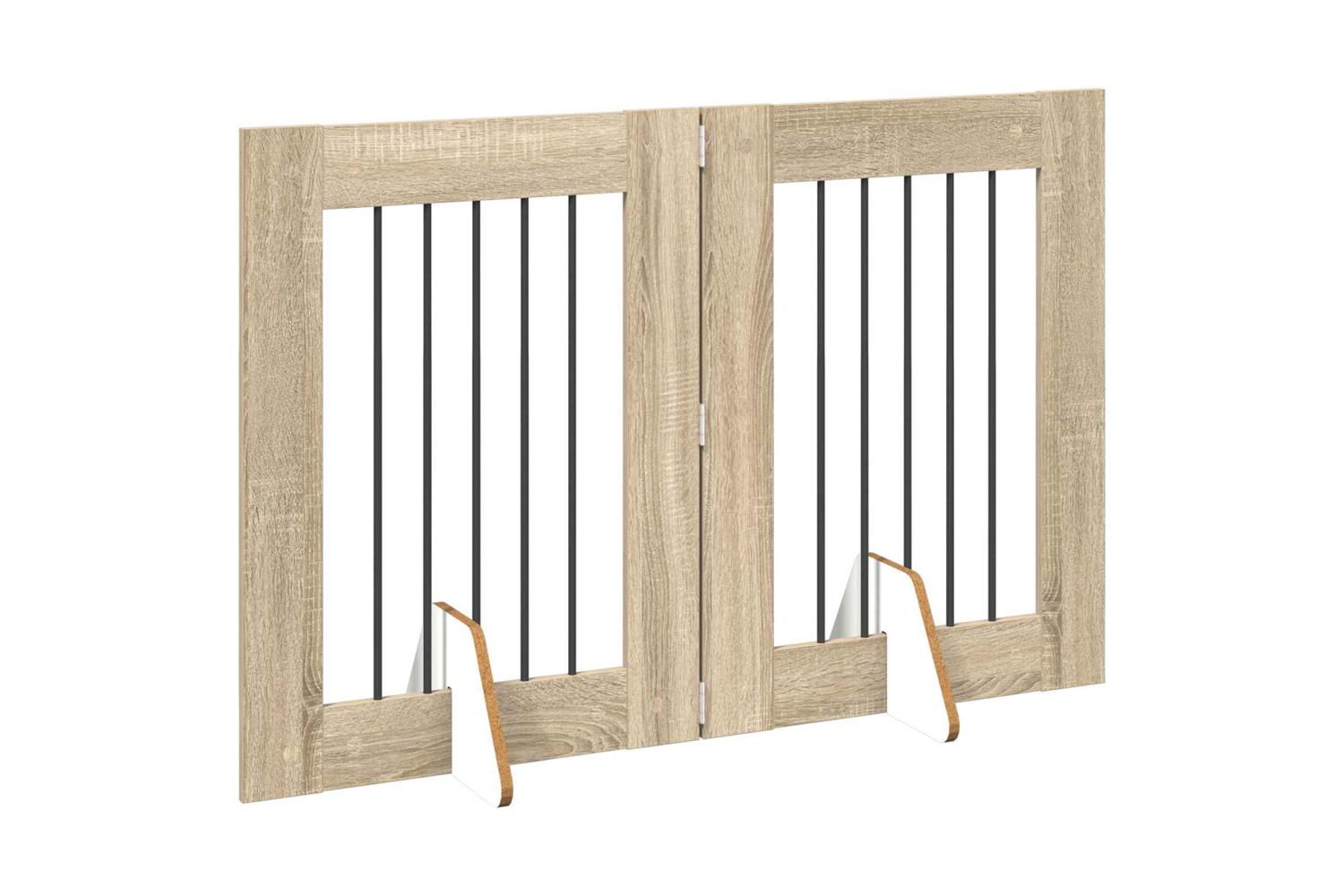 Vidaxl Foldable Dog Gate With Stands 2 Pcs Sonoma Oak 1205 Cm-3