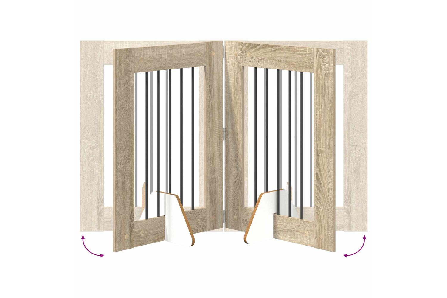 Vidaxl Foldable Dog Gate With Stands 2 Pcs Sonoma Oak 1205 Cm-7