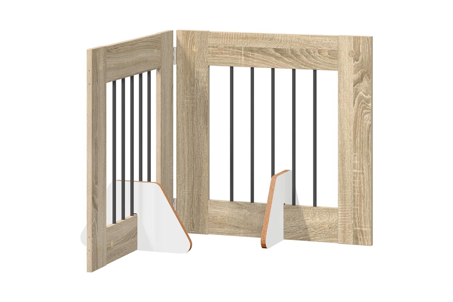 Vidaxl Foldable Dog Gate With Stands 2 Pcs Sonoma Oak 1205 Cm-2