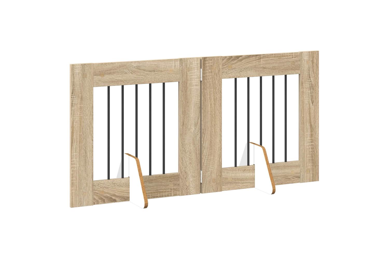 Vidaxl Foldable Dog Gate With Stands 2 Pcs Sonoma Oak 1205 Cm-3