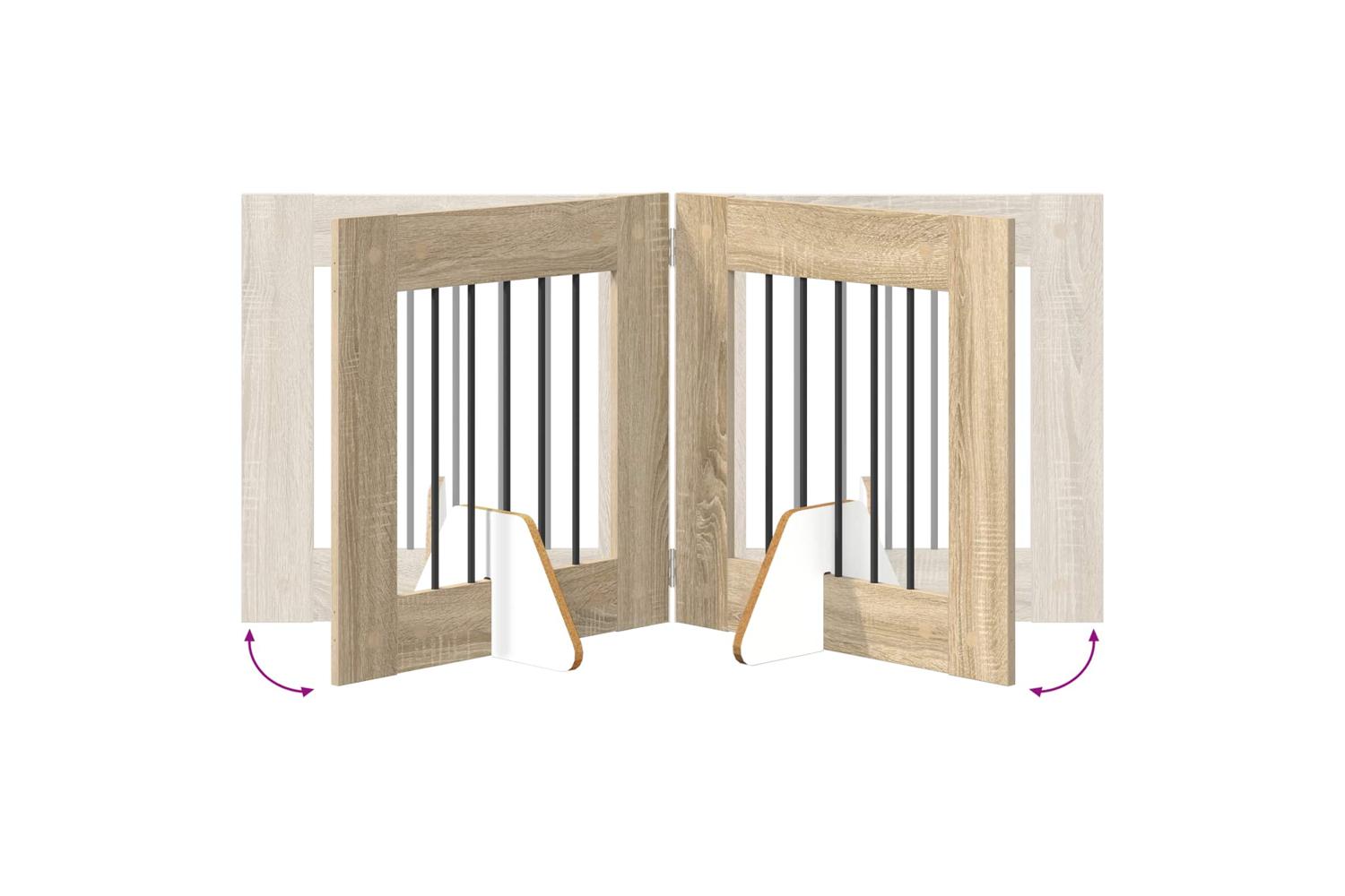 Vidaxl Foldable Dog Gate With Stands 2 Pcs Sonoma Oak 1205 Cm-7