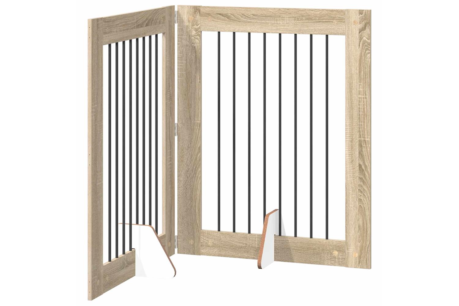 Vidaxl Foldable Dog Gate With Stands 2 Pcs Sonoma Oak 1605 Cm