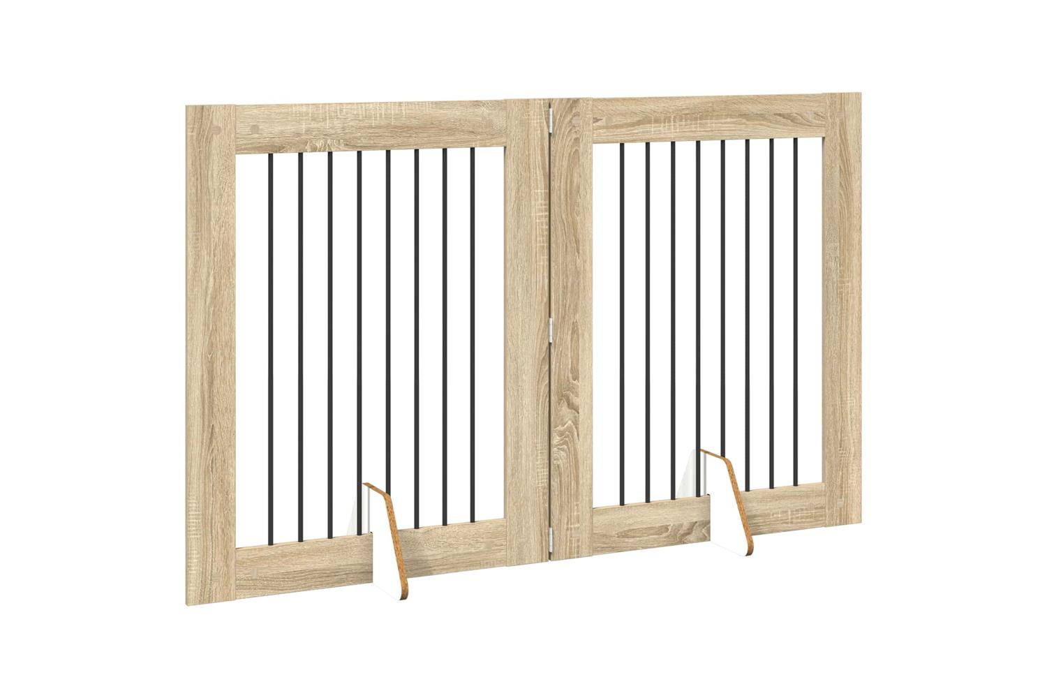 Vidaxl Foldable Dog Gate With Stands 2 Pcs Sonoma Oak 1605 Cm-3
