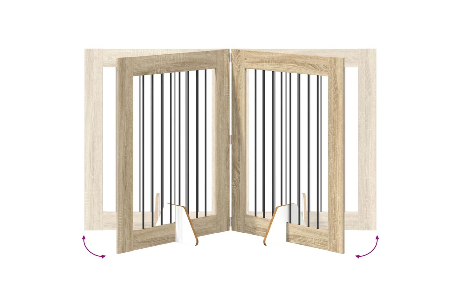 Vidaxl Foldable Dog Gate With Stands 2 Pcs Sonoma Oak 1605 Cm-7