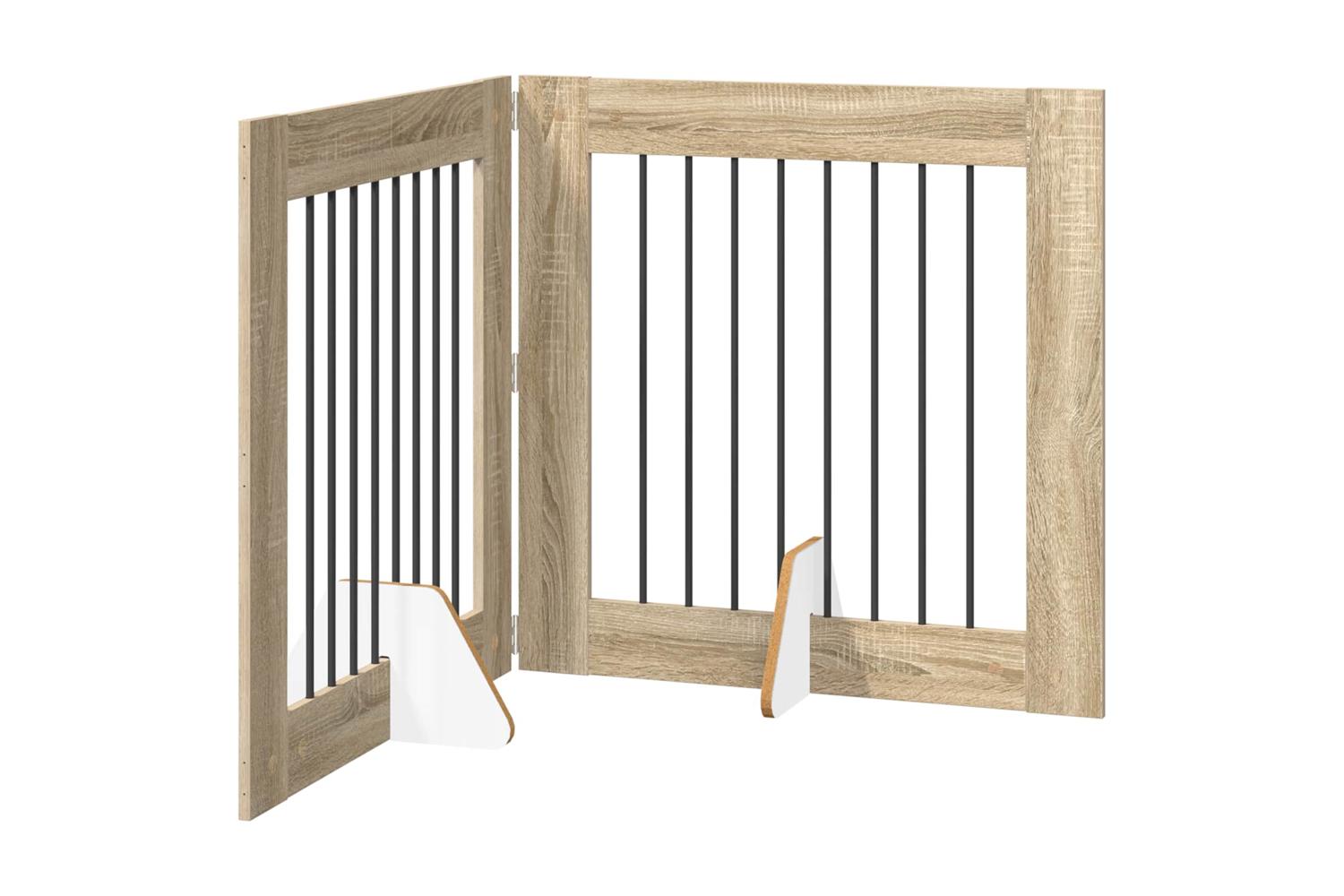 Vidaxl Foldable Dog Gate With Stands 2 Pcs Sonoma Oak 1605 Cm