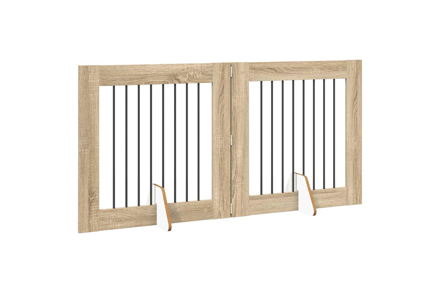 Vidaxl Foldable Dog Gate With Stands 2 Pcs Sonoma Oak 1605 Cm-3