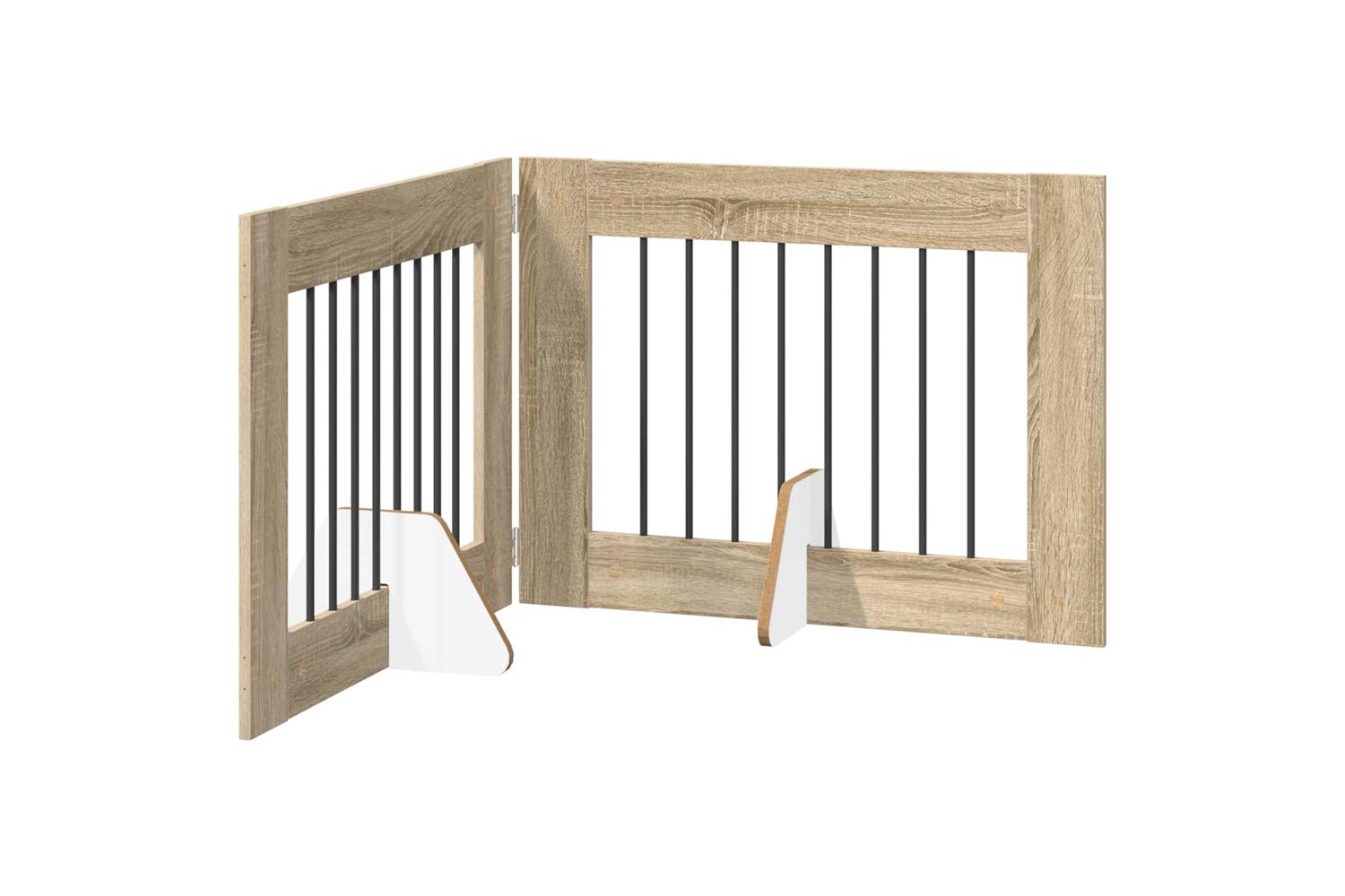 Vidaxl Foldable Dog Gate With Stands 2 Pcs Sonoma Oak 1605 Cm-2
