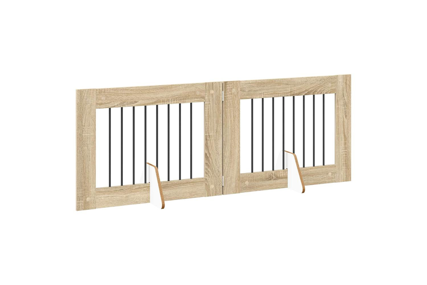 Vidaxl Foldable Dog Gate With Stands 2 Pcs Sonoma Oak 1605 Cm-3