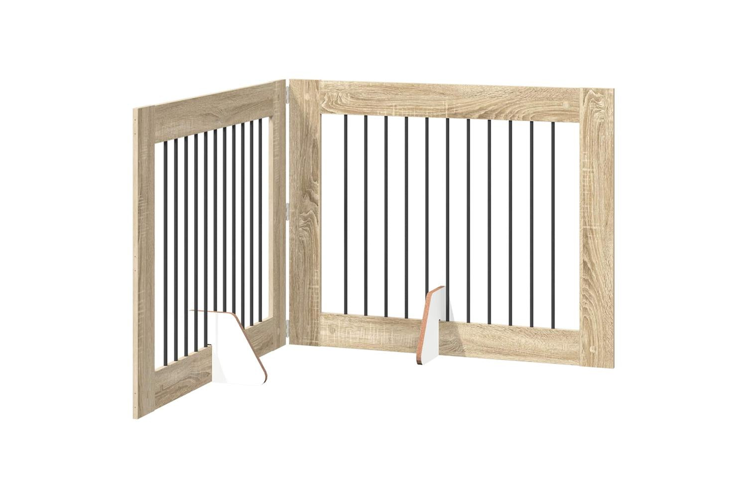 Vidaxl Foldable Dog Gate With Stands 2 Pcs Sonoma Oak 2005 Cm