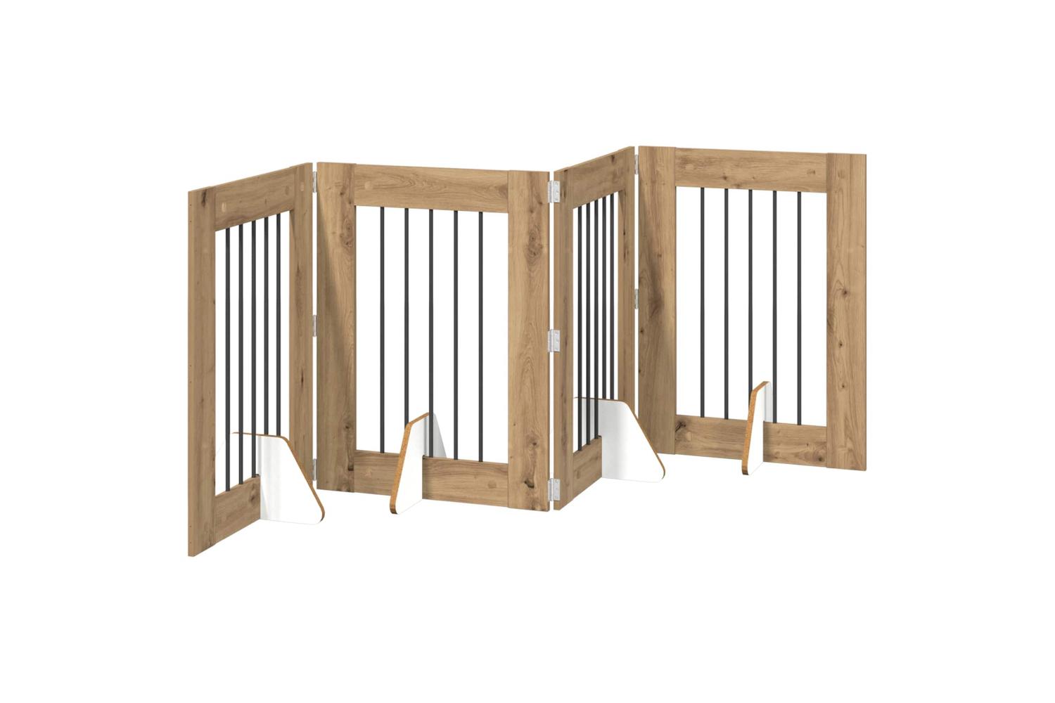 Vidaxl Foldable Dog Gate With Stands 4 Pcs Artisan Oak 241 Cm