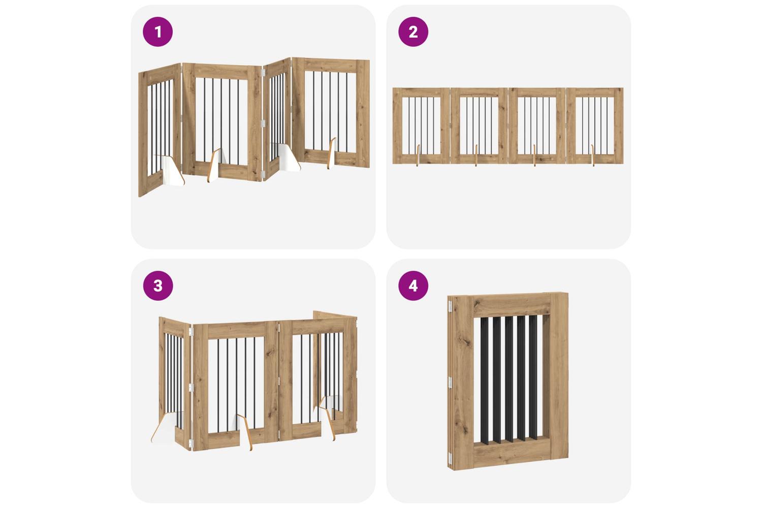 Vidaxl Foldable Dog Gate With Stands 4 Pcs Artisan Oak 241 Cm-7