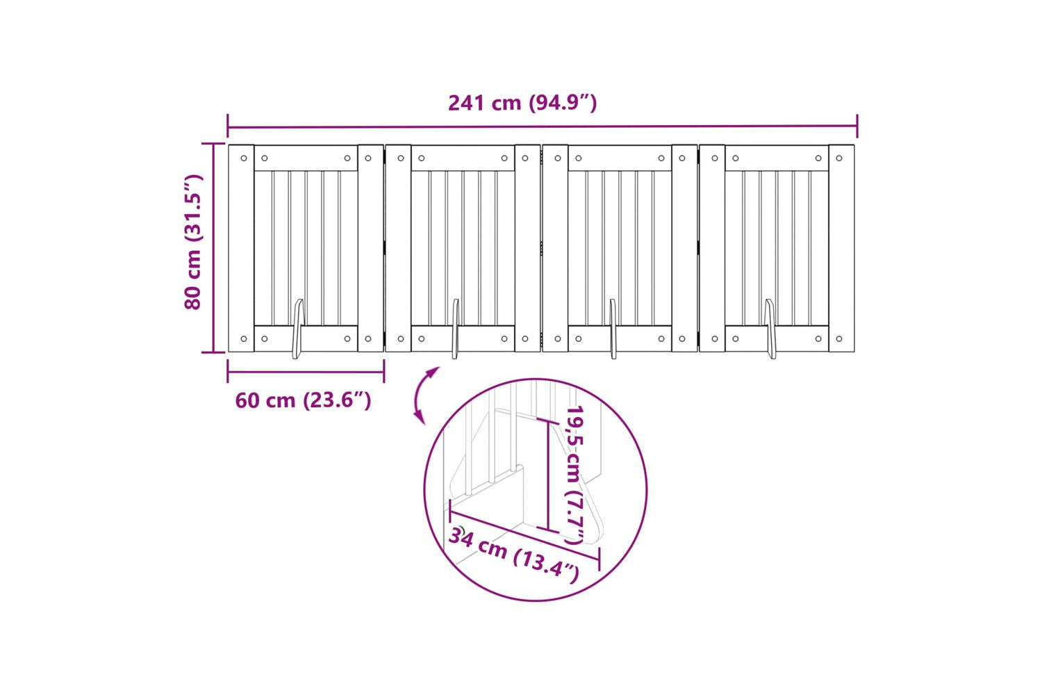 Vidaxl Foldable Dog Gate With Stands 4 Pcs Artisan Oak 241 Cm-9