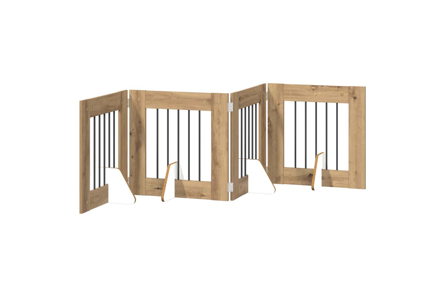 Vidaxl Foldable Dog Gate With Stands 4 Pcs Artisan Oak 241 Cm-2