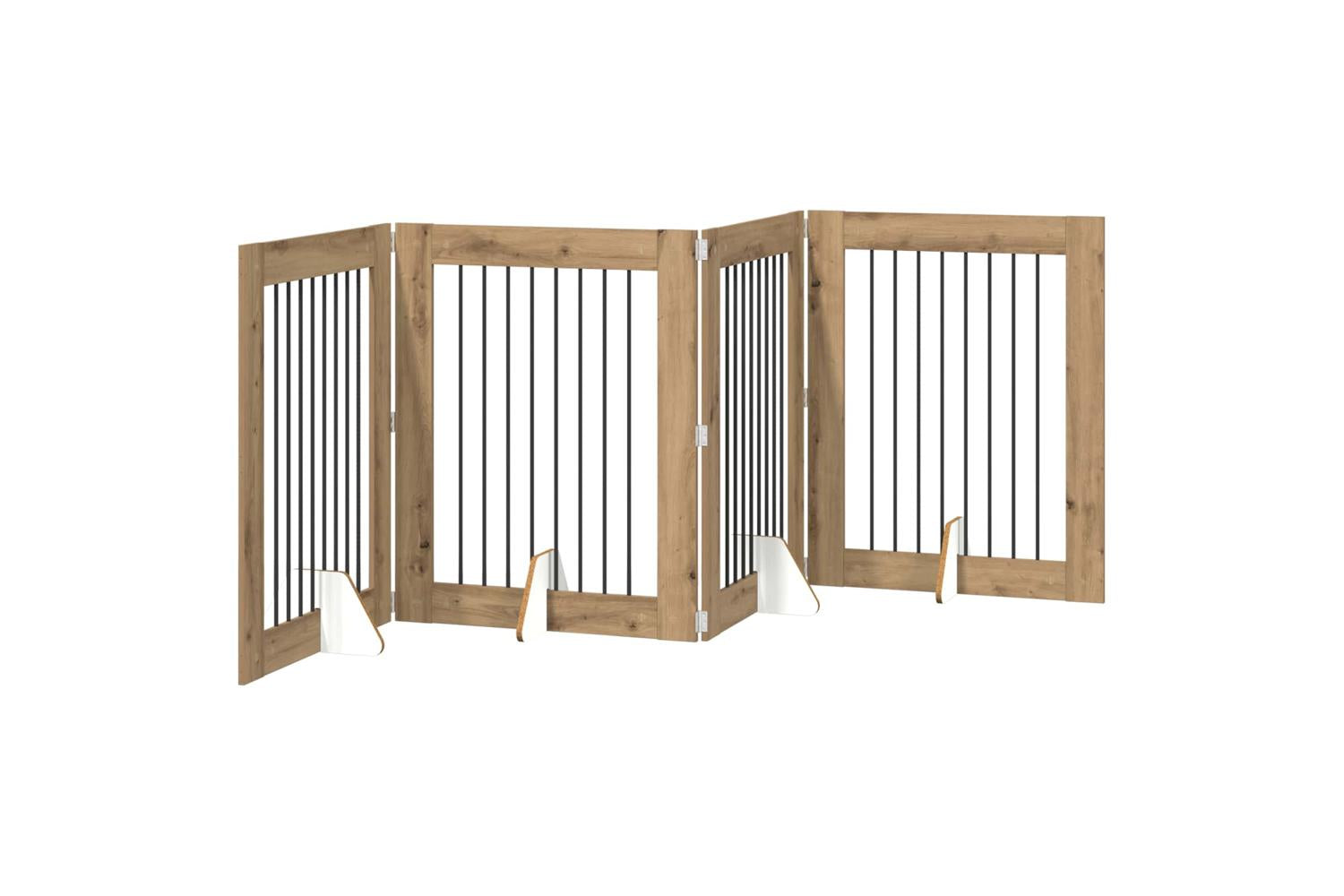 Vidaxl Foldable Dog Gate With Stands 4 Pcs Artisan Oak 321 Cm-2