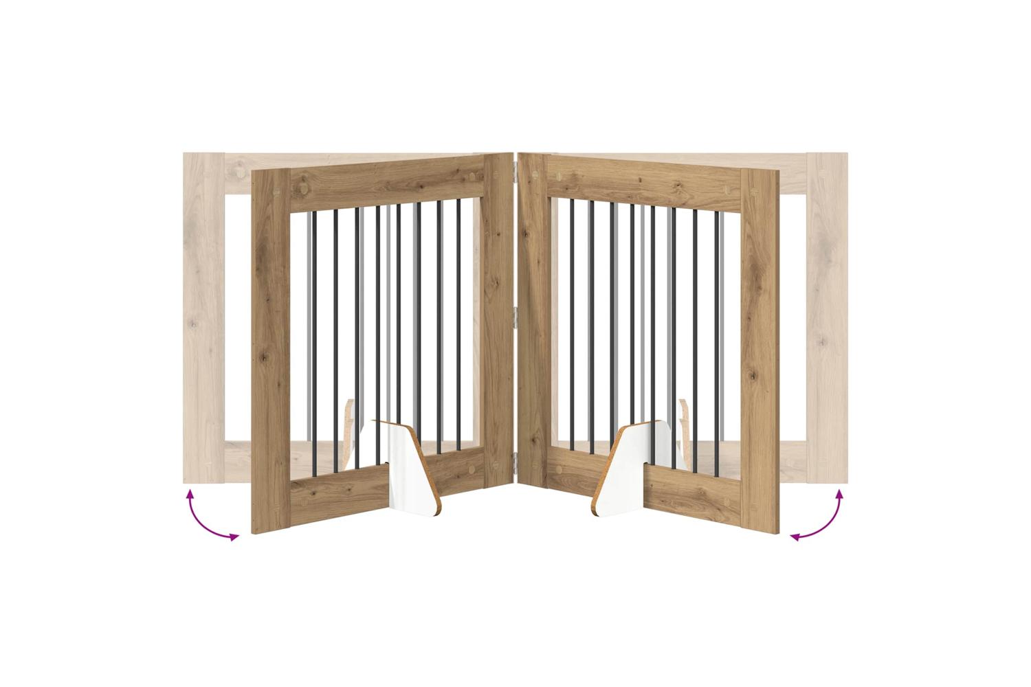 Vidaxl Foldable Dog Gate With Stands 4 Pcs Artisan Oak 321 Cm-6