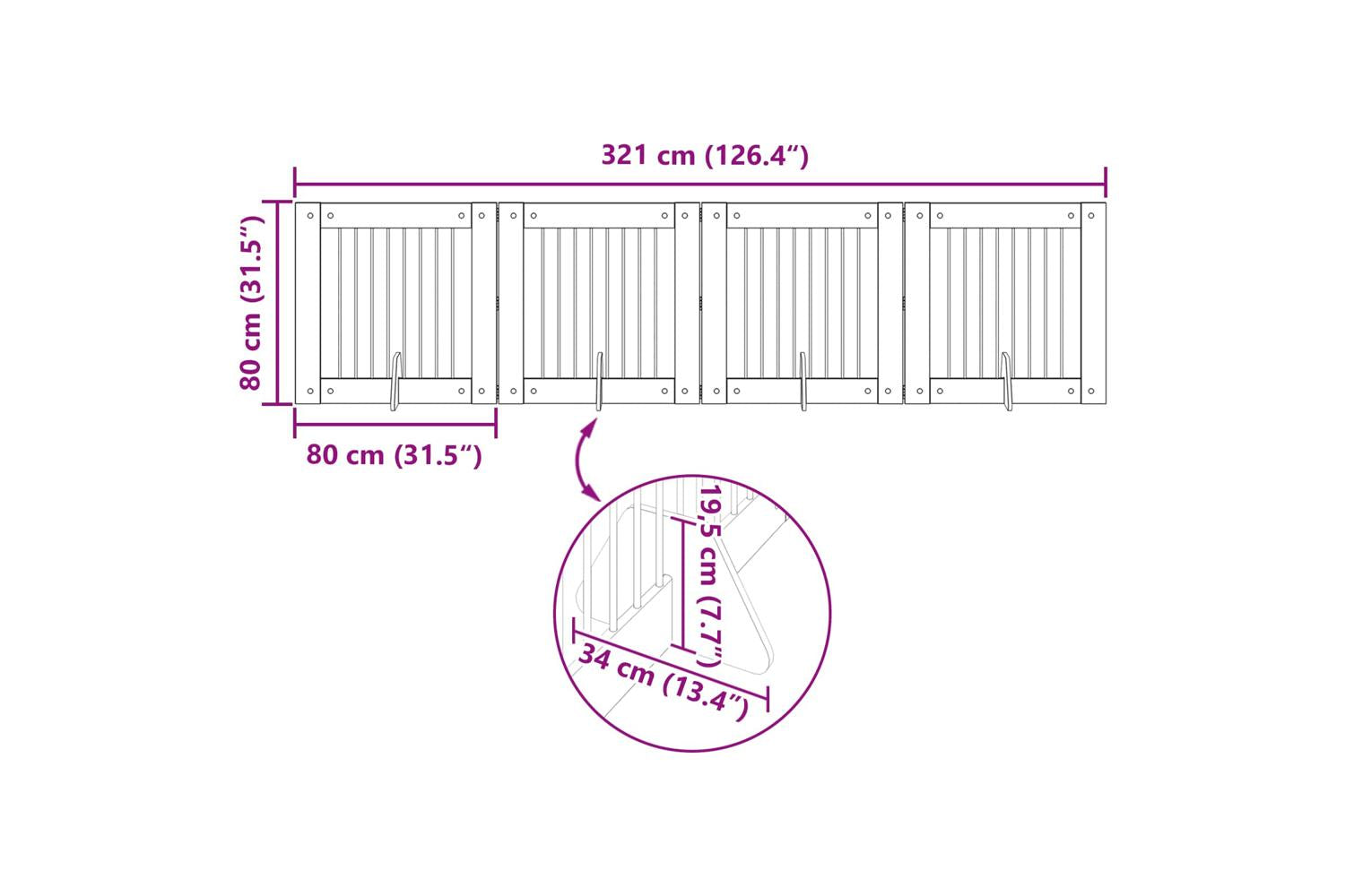 Vidaxl Foldable Dog Gate With Stands 4 Pcs Artisan Oak 321 Cm-9