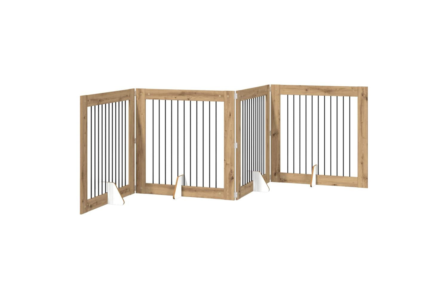 Vidaxl Foldable Dog Gate With Stands 4 Pcs Artisan Oak 401 Cm-2