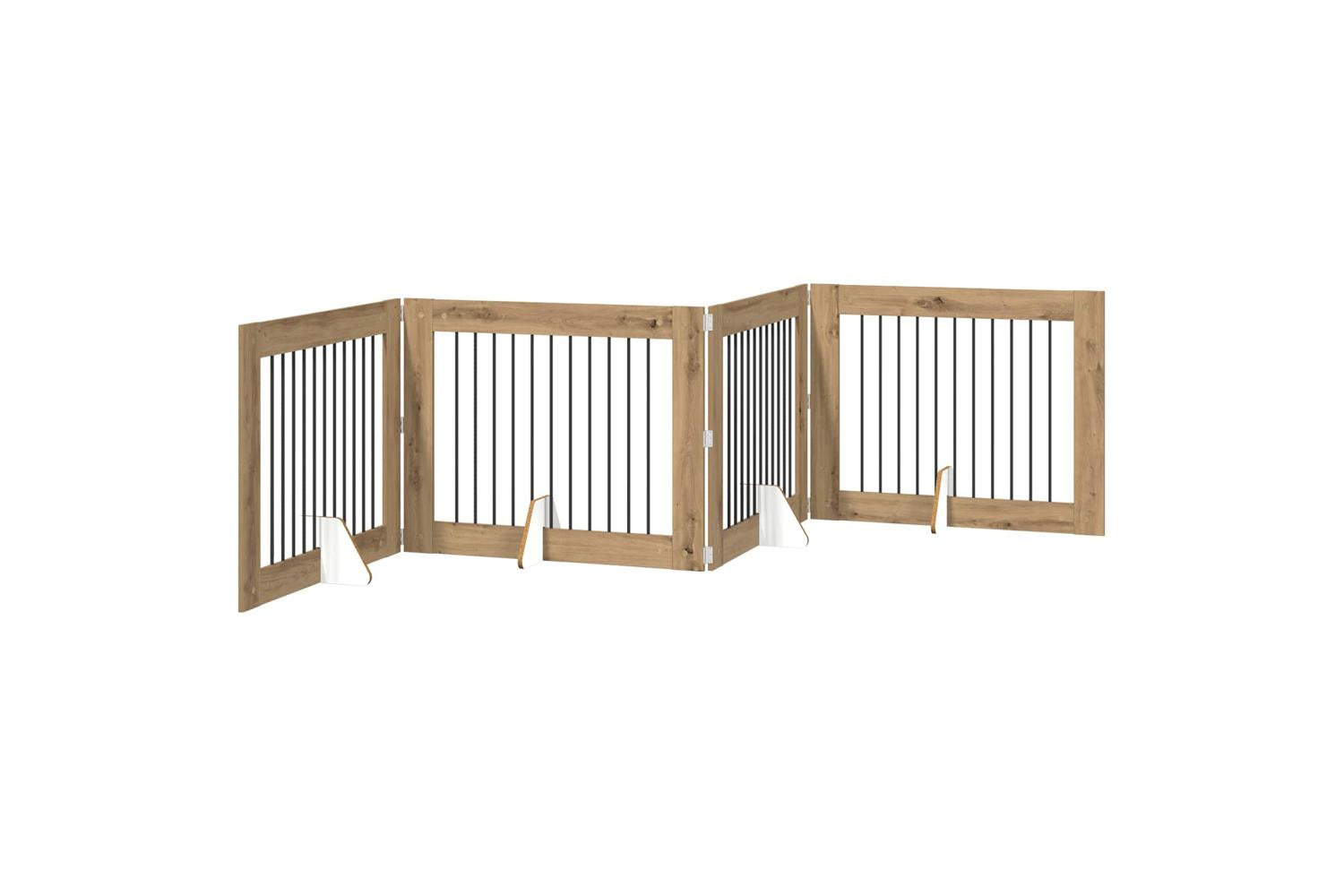 Vidaxl Foldable Dog Gate With Stands 4 Pcs Artisan Oak 401 Cm